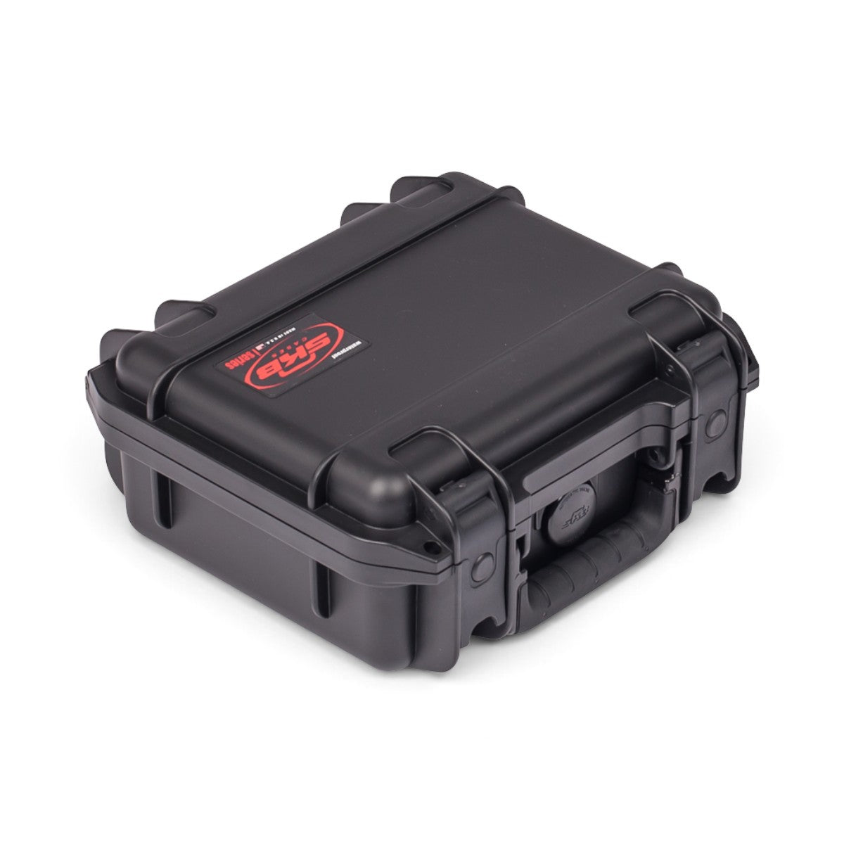 SKB Cases iSeries 0907-4 black waterproof injection molded polypropylene equipment case with a durable handle.