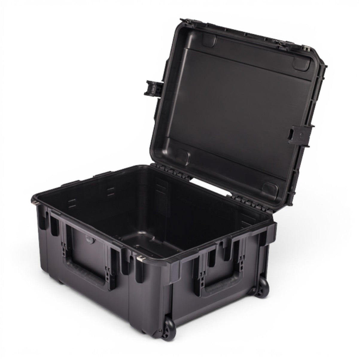 SKB Cases iSeries 2217-10 black waterproof injection molded polypropylene equipment case with wheels and open lid