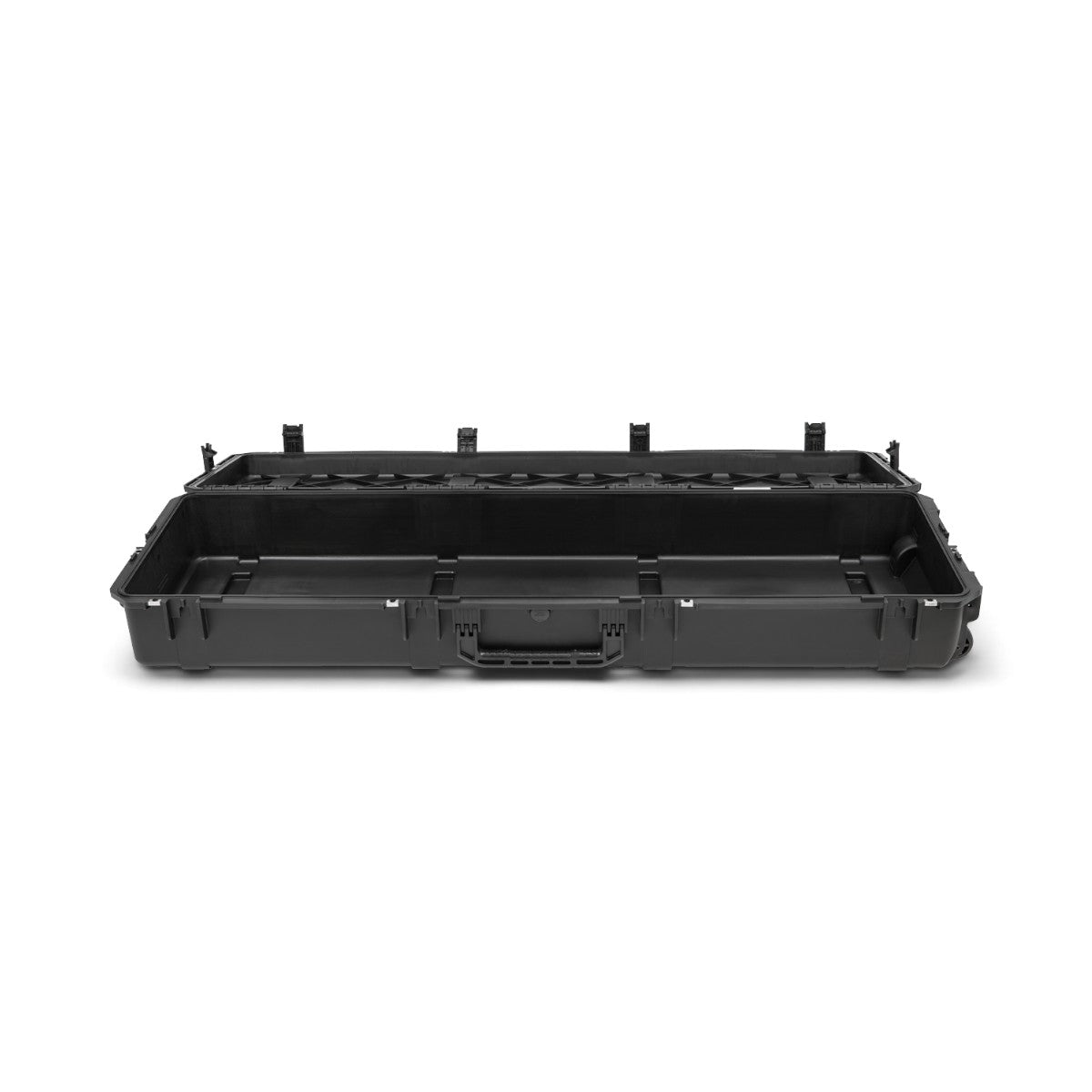 SKB Cases iSeries 6018-8 black injection molded waterproof equipment case with open lid and heavy-duty latches.