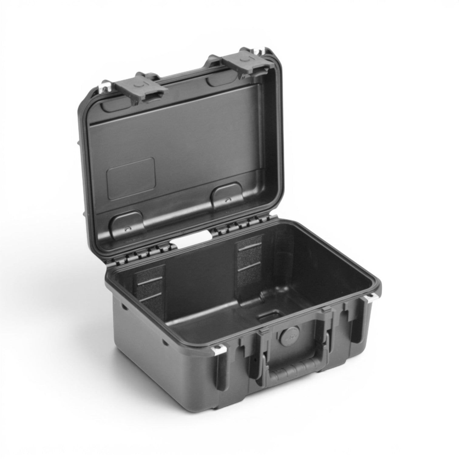 SKB Cases iSeries 1309-6 waterproof black polypropylene equipment case with open lid and trigger latch system.