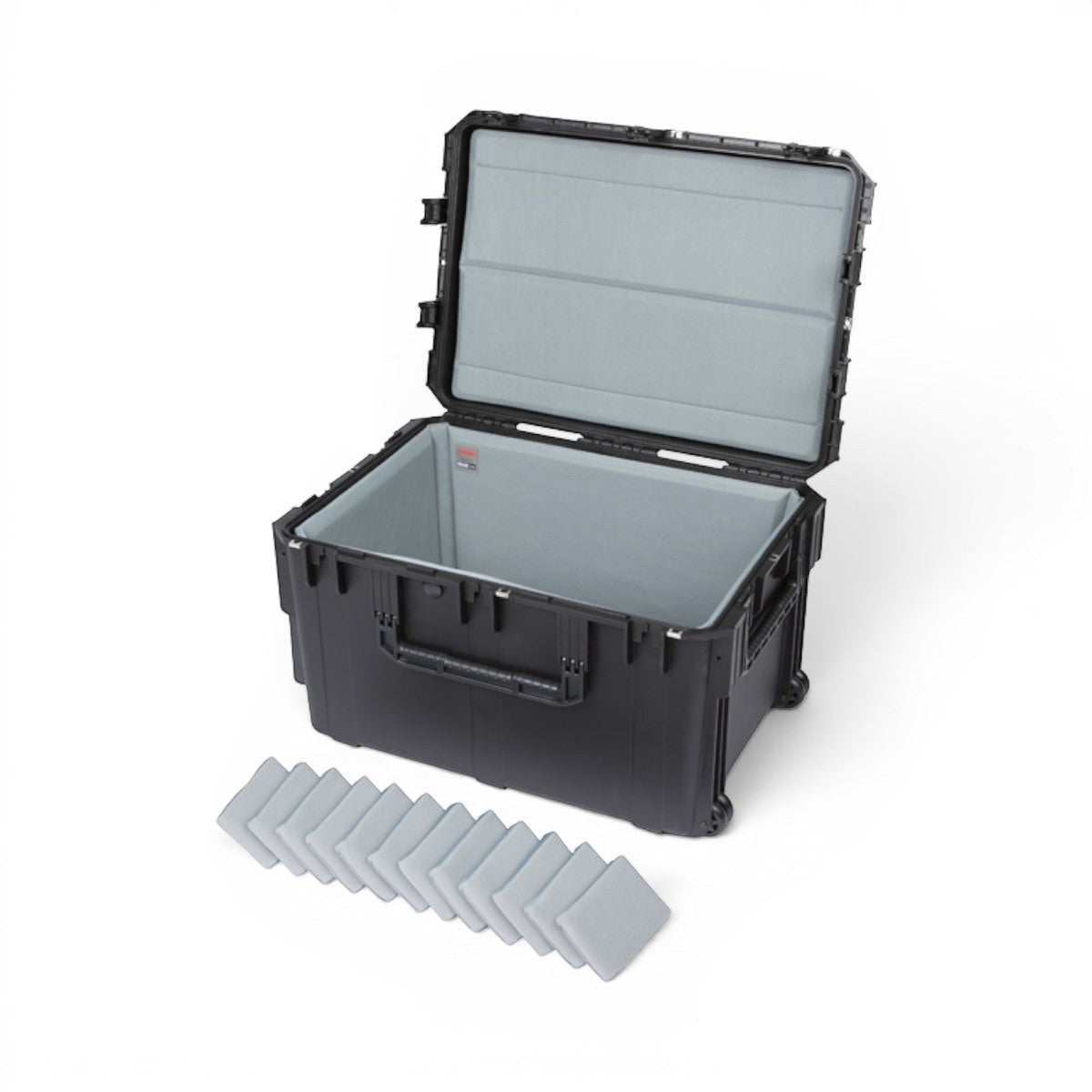 SKB Cases iSeries 3021-18 waterproof gear case with grey Nylex-wrapped foam liner and adjustable dividers.