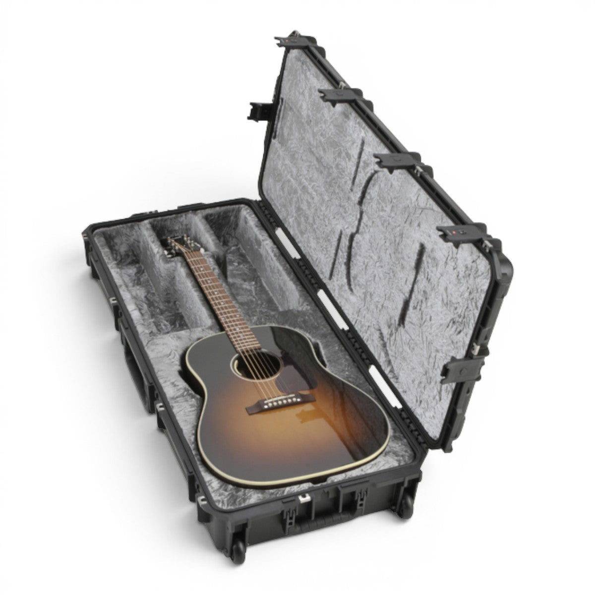 SKB Cases iSeries waterproof dreadnought guitar case with platinum plush interior and TSA-approved locking latches