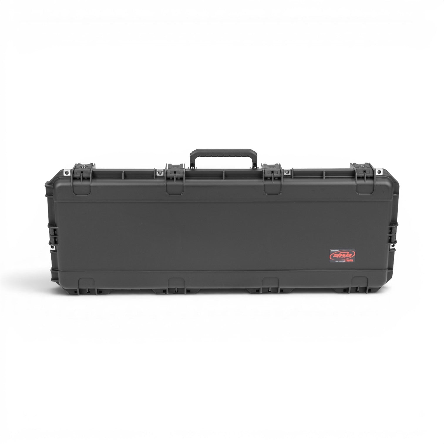 SKB Cases iSeries waterproof guitar flight case in black with a durable polypropylene shell and secure locking latches.