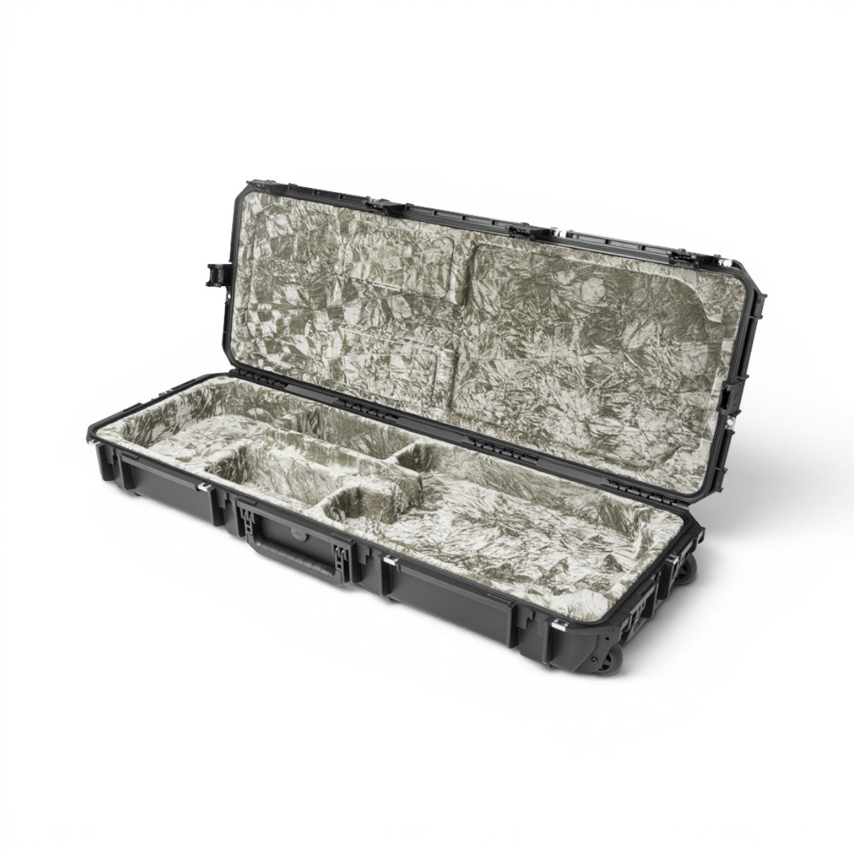 SKB Cases iSeries waterproof electric guitar flight case with open cavity design and platinum plush interior lining.