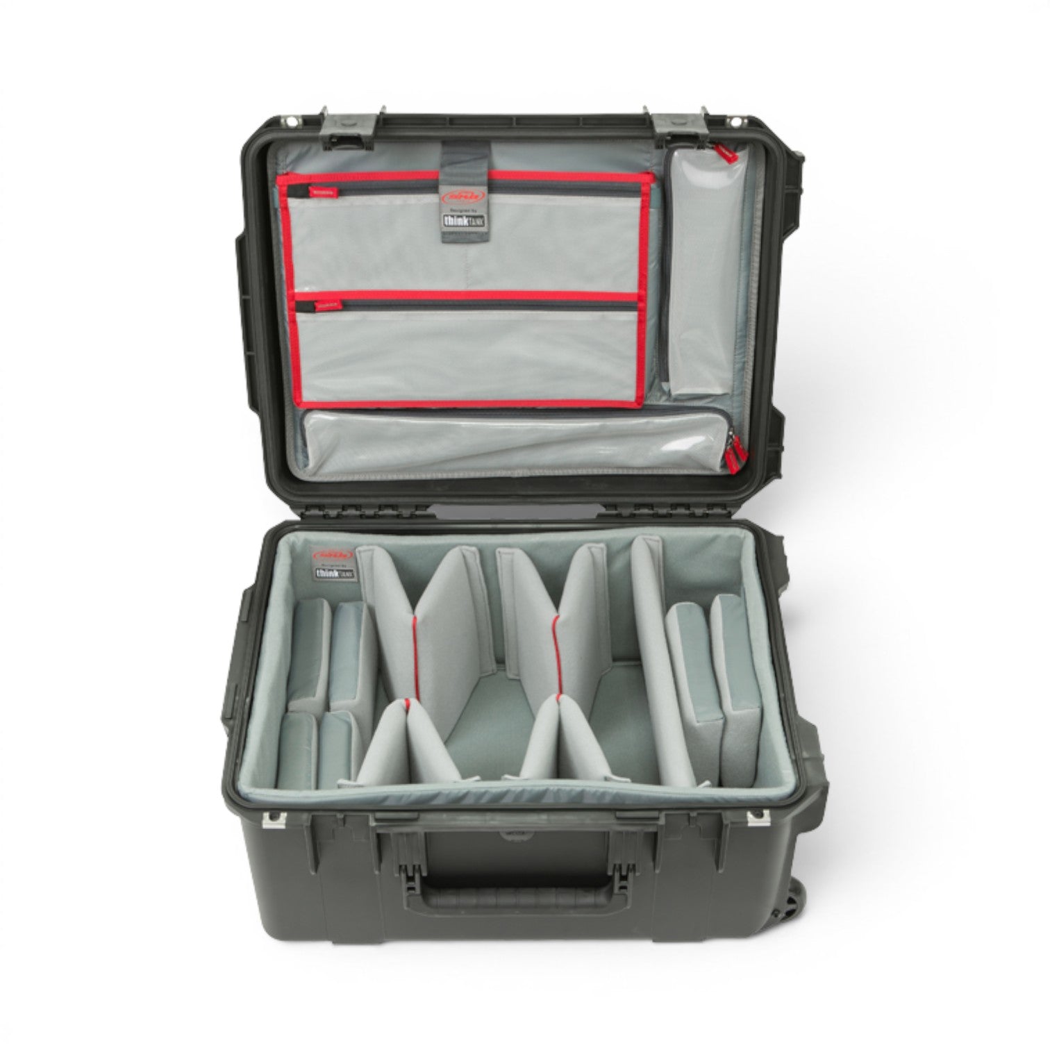 SKB Cases iSeries 2015-10 waterproof hard case with grey padded dividers and red-trimmed internal lid organizer
