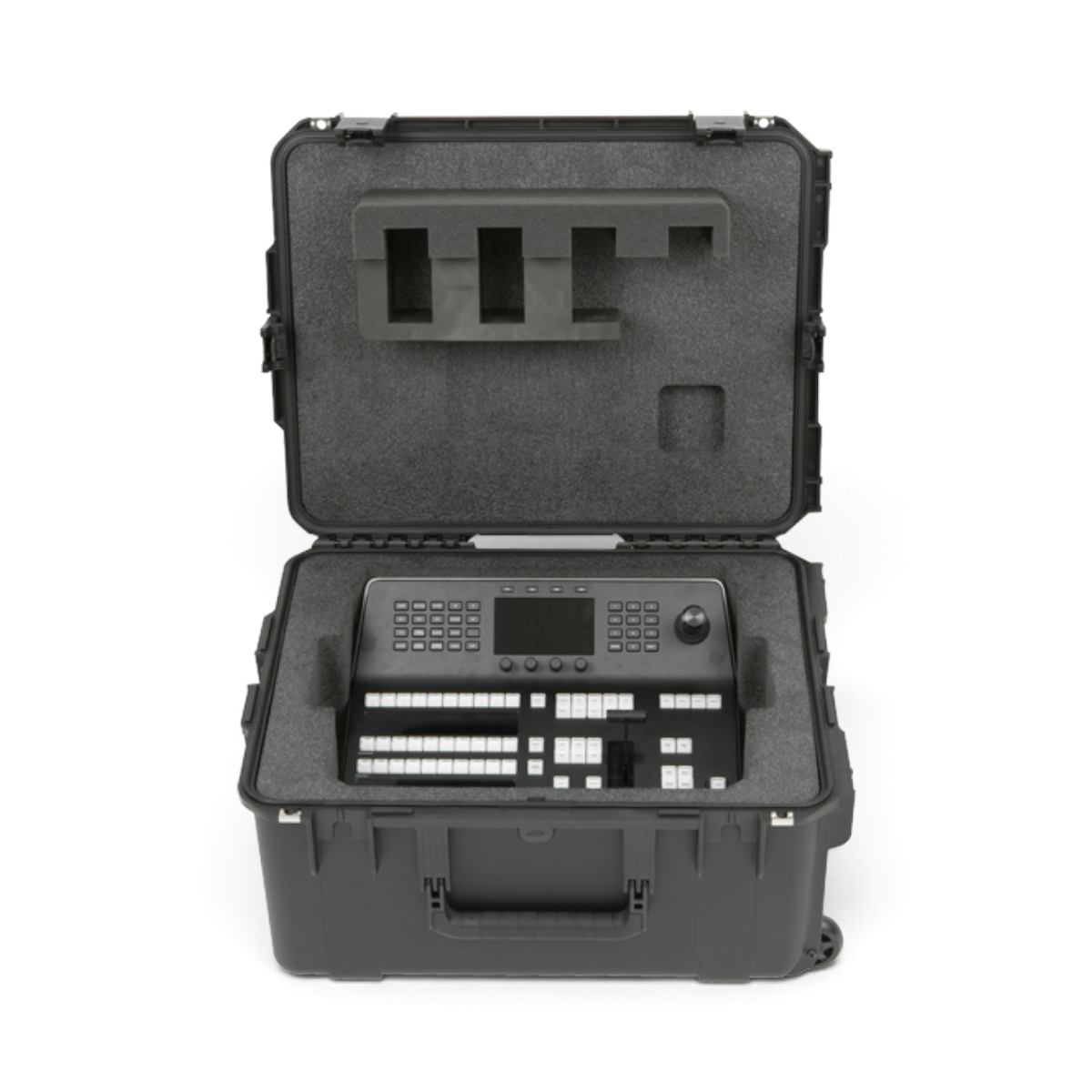 SKB Cases iSeries waterproof hard case with custom PE foam interior holding a Blackmagic Design control panel