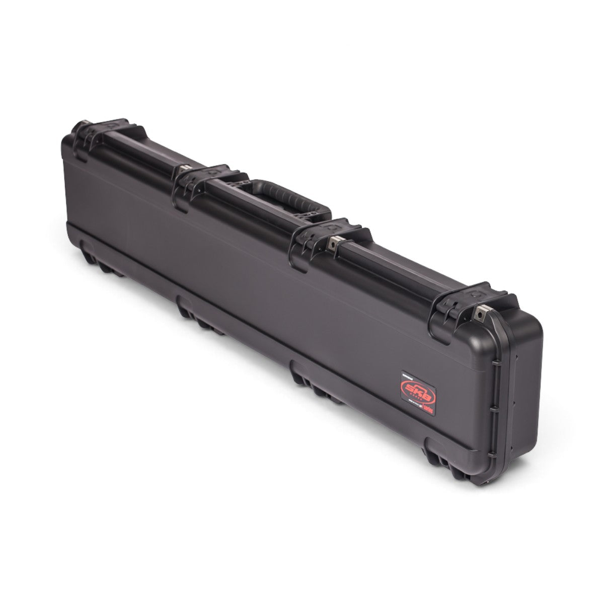 SKB Cases iSeries 4909-5 black waterproof injection molded rifle case with trigger latches and rubber grip handle.