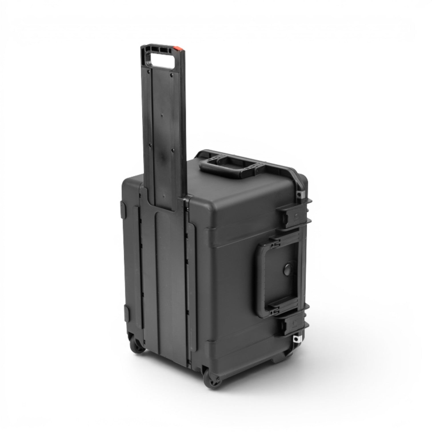 SKB Cases iSeries waterproof hard case in black with an extended pull handle and wheels for QSC CB10 speaker transport