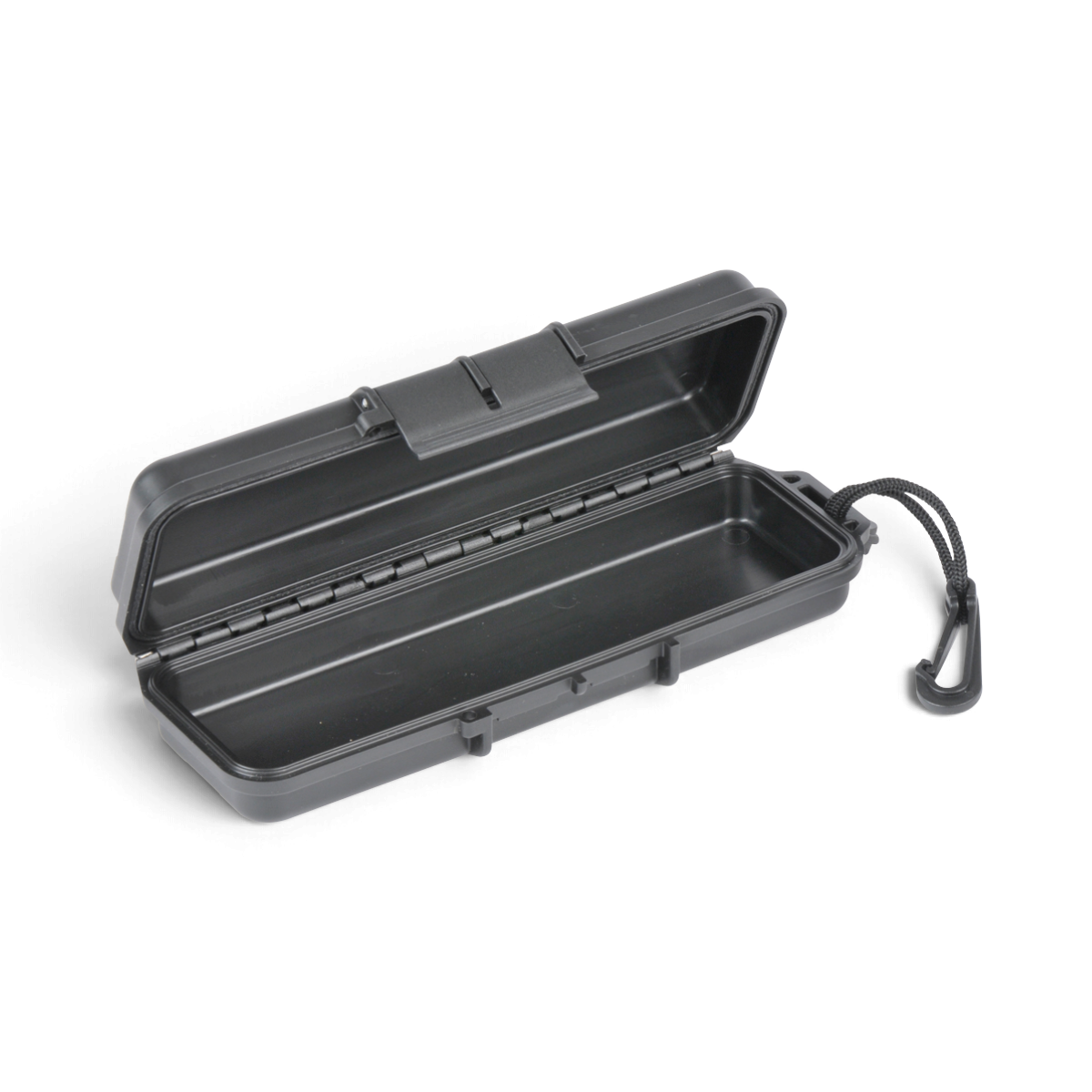 SKB Cases iSeries 0702-1 black waterproof injection molded polypropylene utility case with a lanyard and clip.