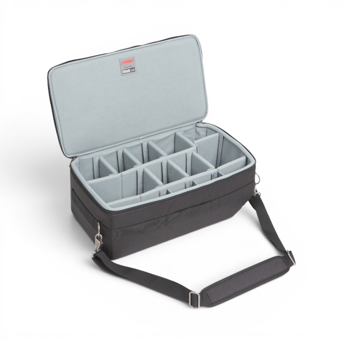 SKB Cases iSeries zippered divider set with grey Nylex interior, adjustable dividers, and shoulder strap for camera gear