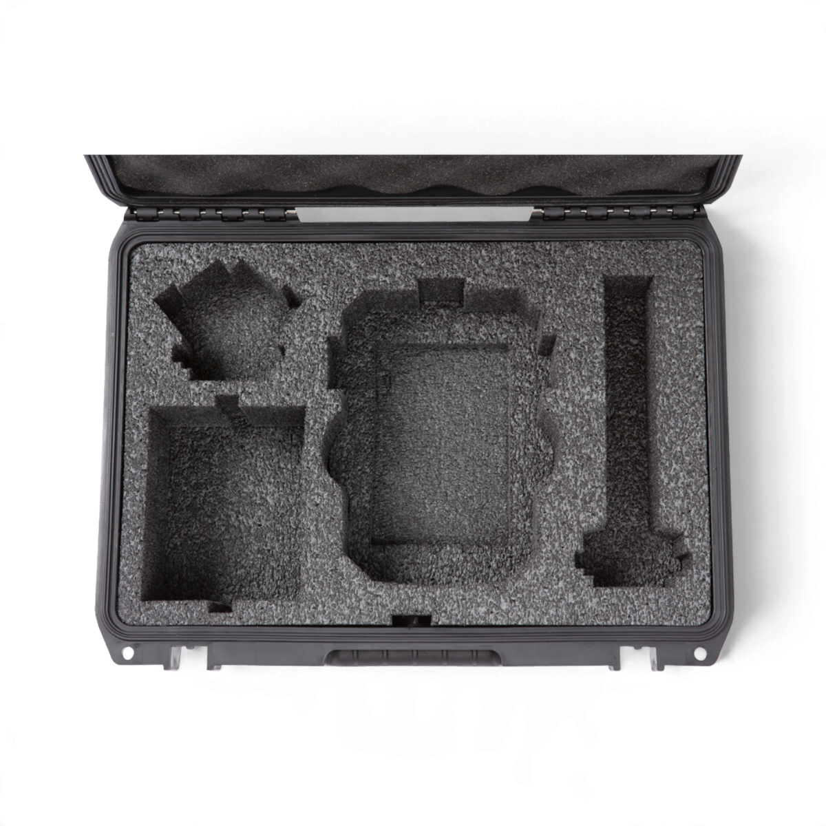 SKB Cases iSeries 1208-3 waterproof hard case with custom-cut foam interior for Zoom H8 recorder and mic accessories.