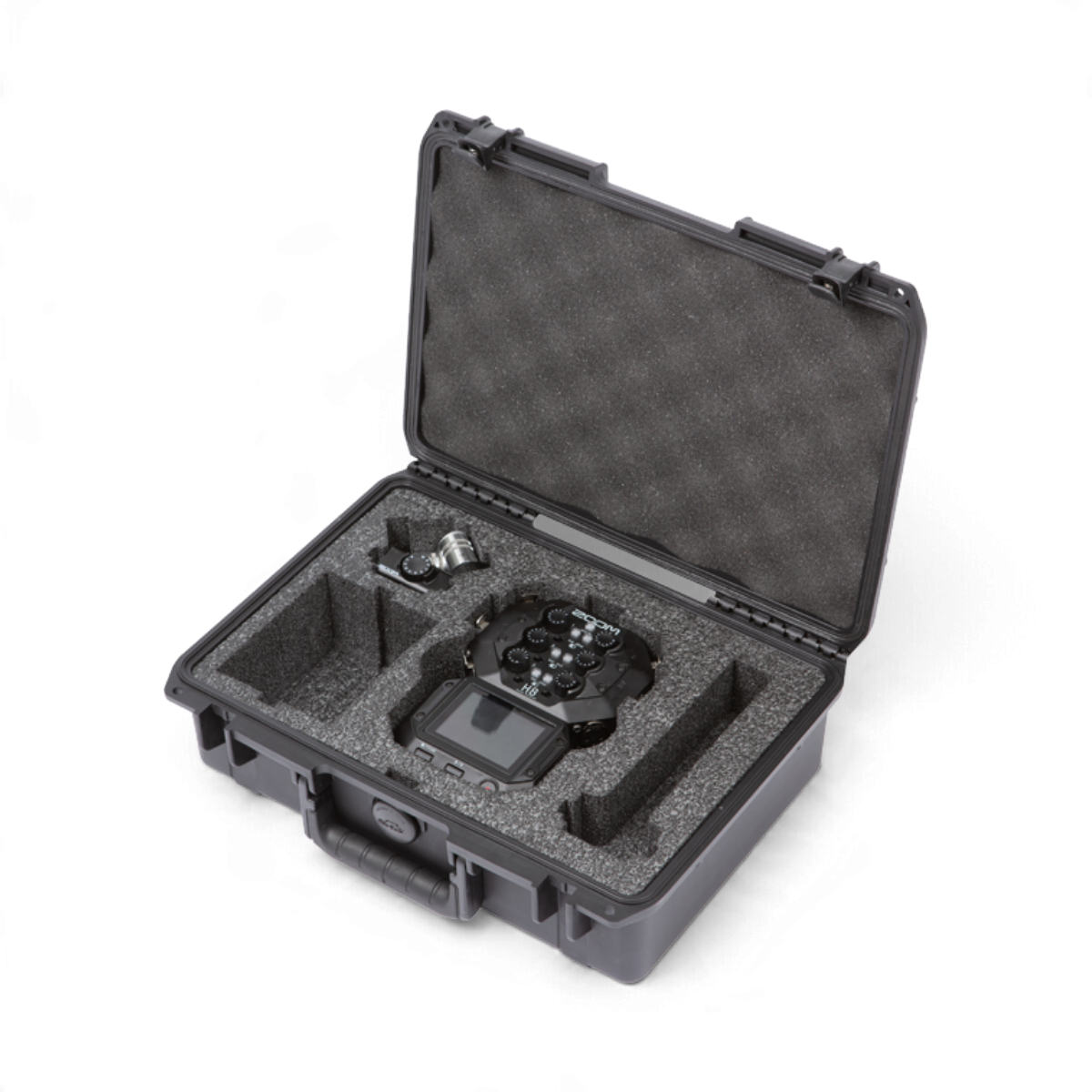 SKB Cases iSeries waterproof hard case for Zoom H8 recorder with custom foam interior and accessory compartments
