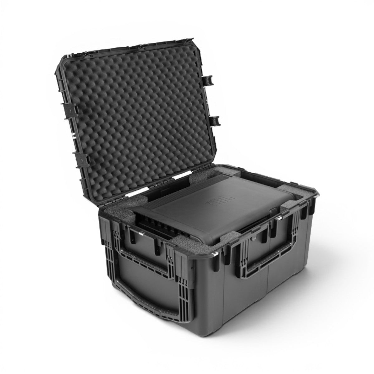 SKB Cases iSeries waterproof hard case with custom foam interior holding a JBL EON One MK2 PA system
