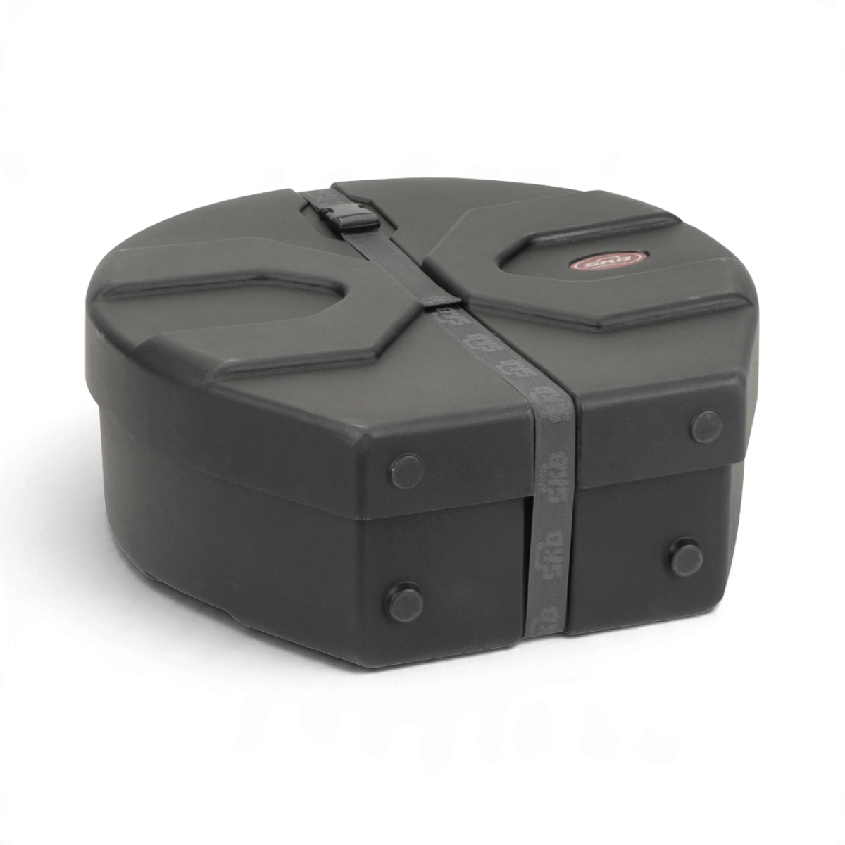 SKB Cases black roto-molded D-shaped lead and tenor steel drum case with secure strap and molded feet