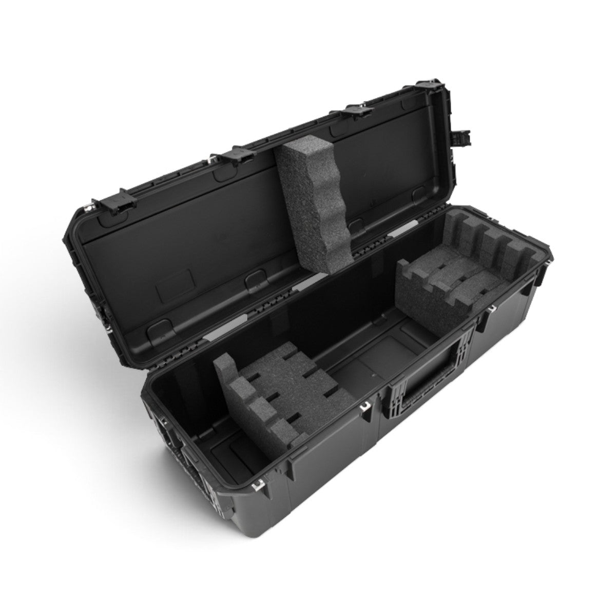 SKB Cases iSeries 4 M4/M16 rifle locker in black with custom foam inserts for secure weapon and magazine storage.