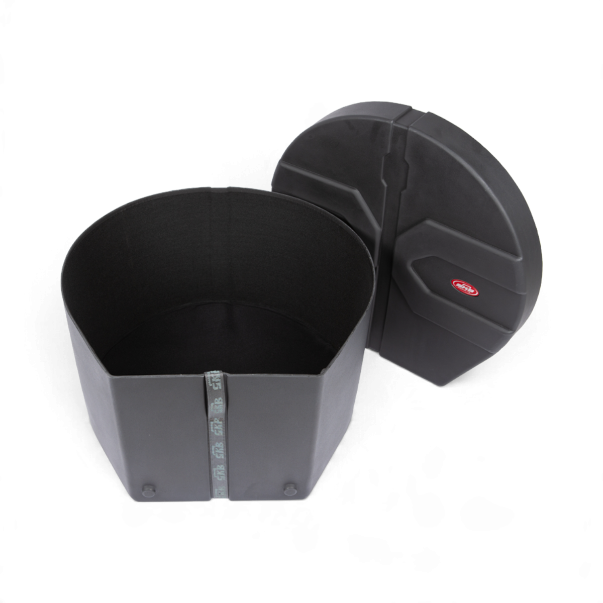 SKB Cases 14 x 26 marching bass drum case in black with D-shaped roto-molded design and padded interior