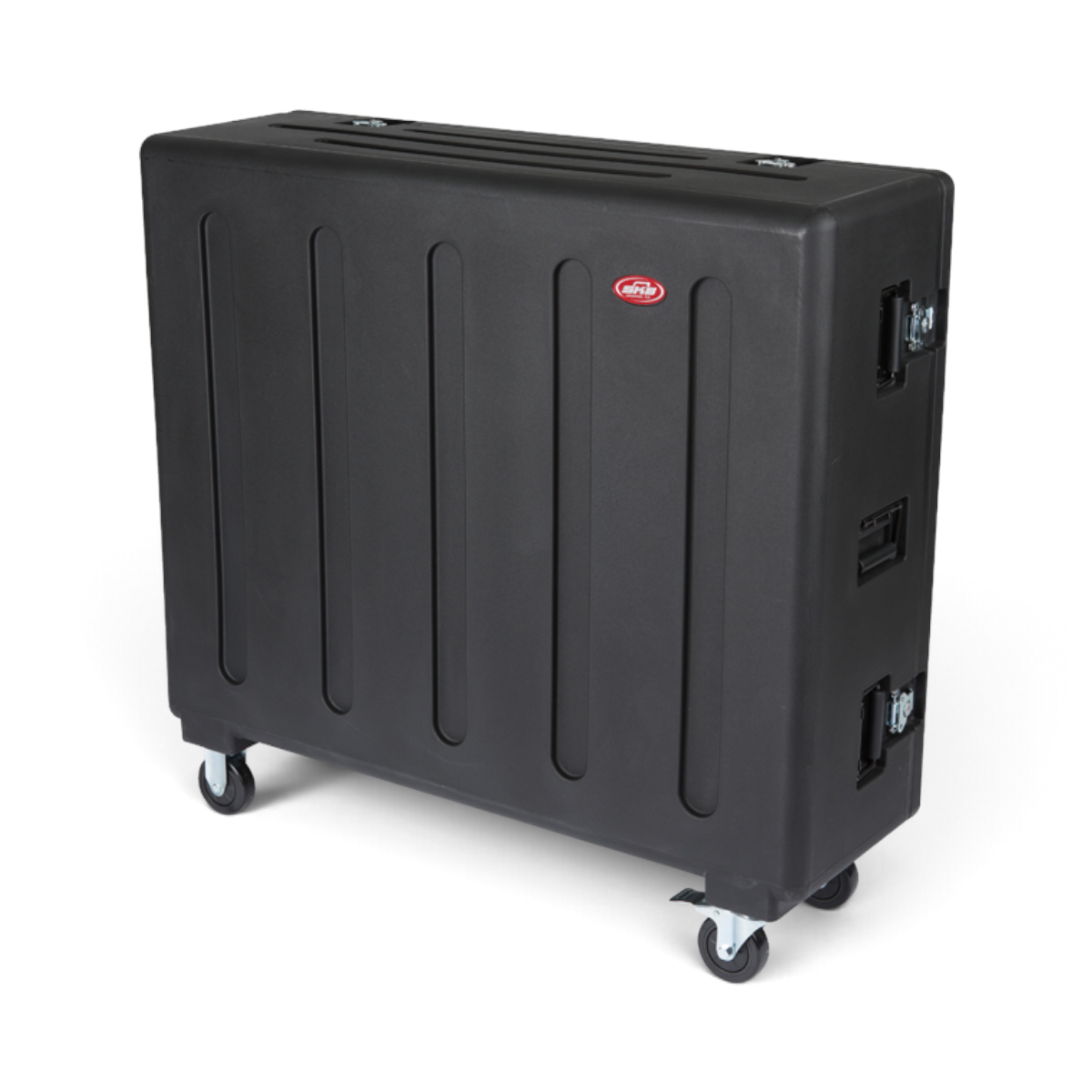 SKB Cases rSeries Midas M32 mixer case in black with heavy-duty wheels, steel latches, and rugged roto-molded exterior.