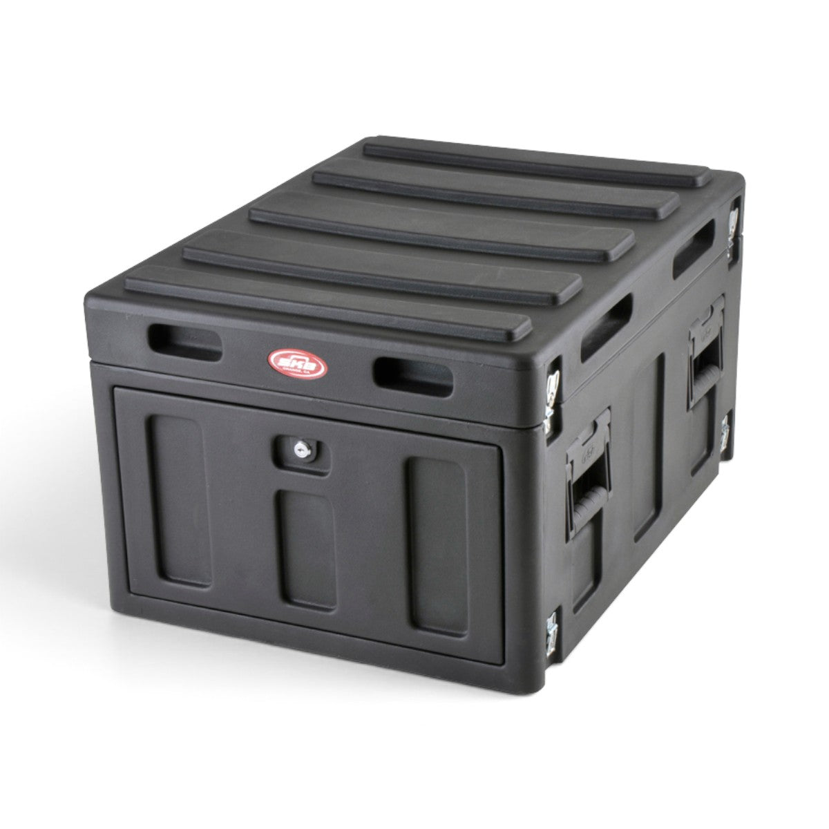 SKB Cases 6U Mighty GigRig Expander rack case in black with lockable front door and durable roto-molded construction.