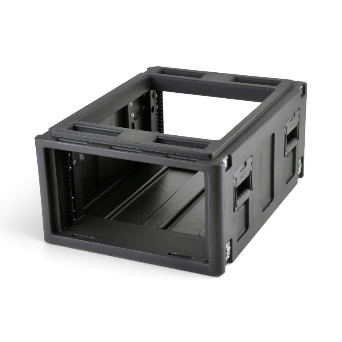 SKB Cases Mighty GigRig Expander 6U rack case in black roto-molded plastic with front and rear mounting rails.