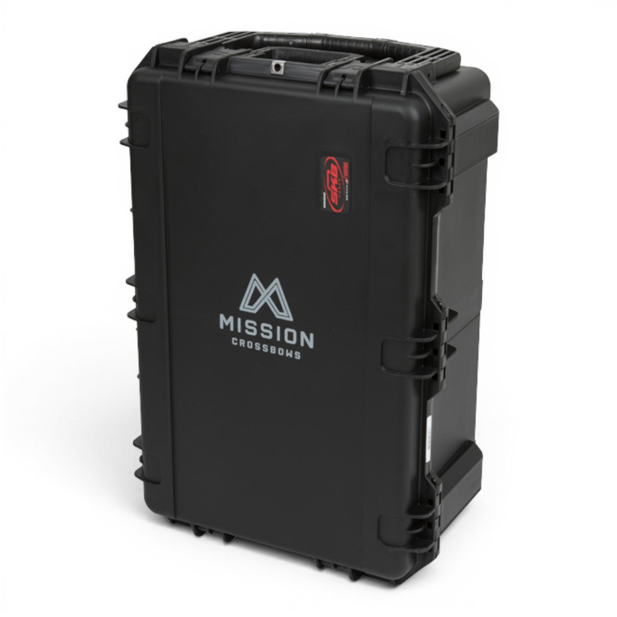 SKB Cases iSeries 3019-12 black waterproof injection molded crossbow case with Mission Crossbows branding.