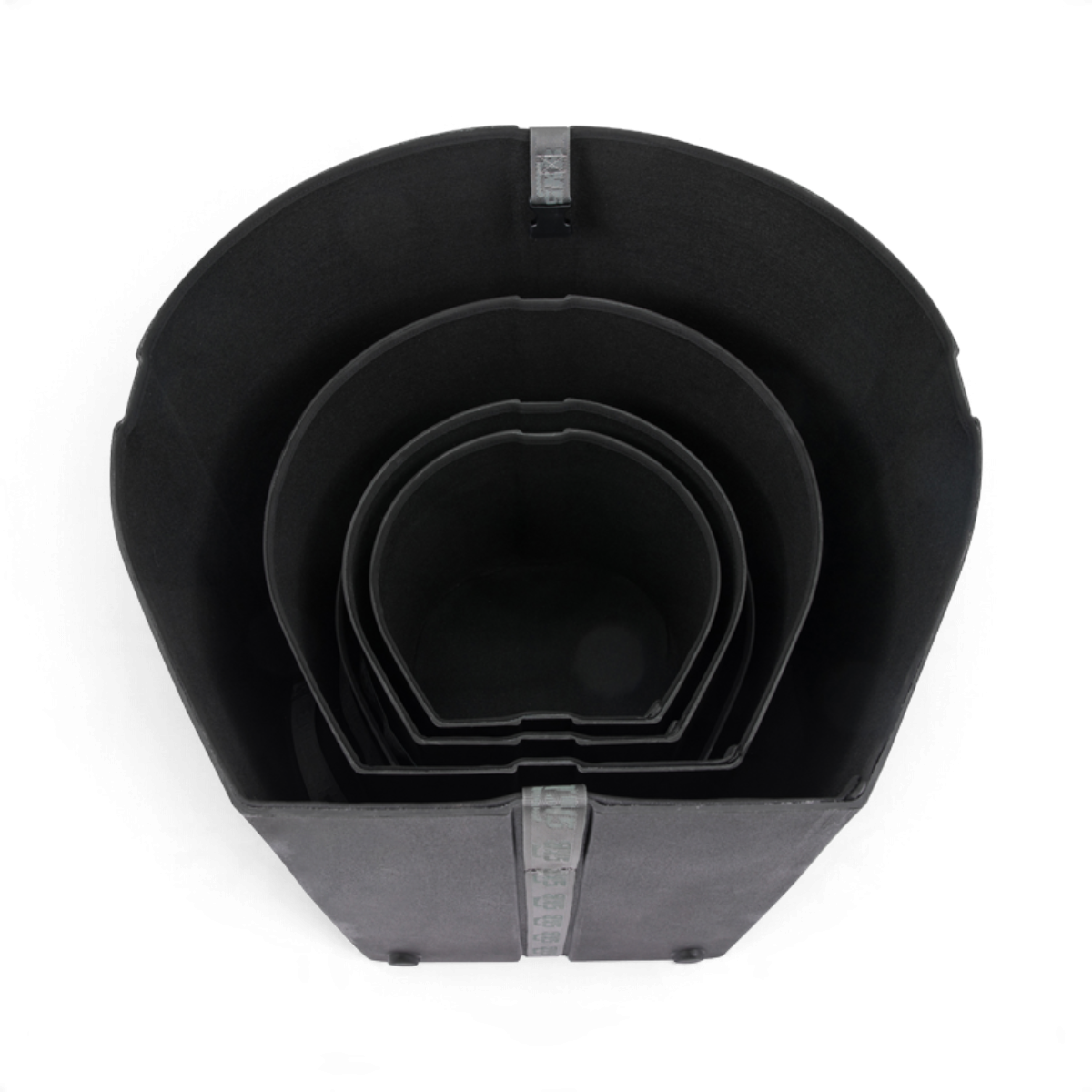 SKB Cases Ultimate Drum Package featuring nested black D-shaped drum cases with Roto-X ribbing for durability.