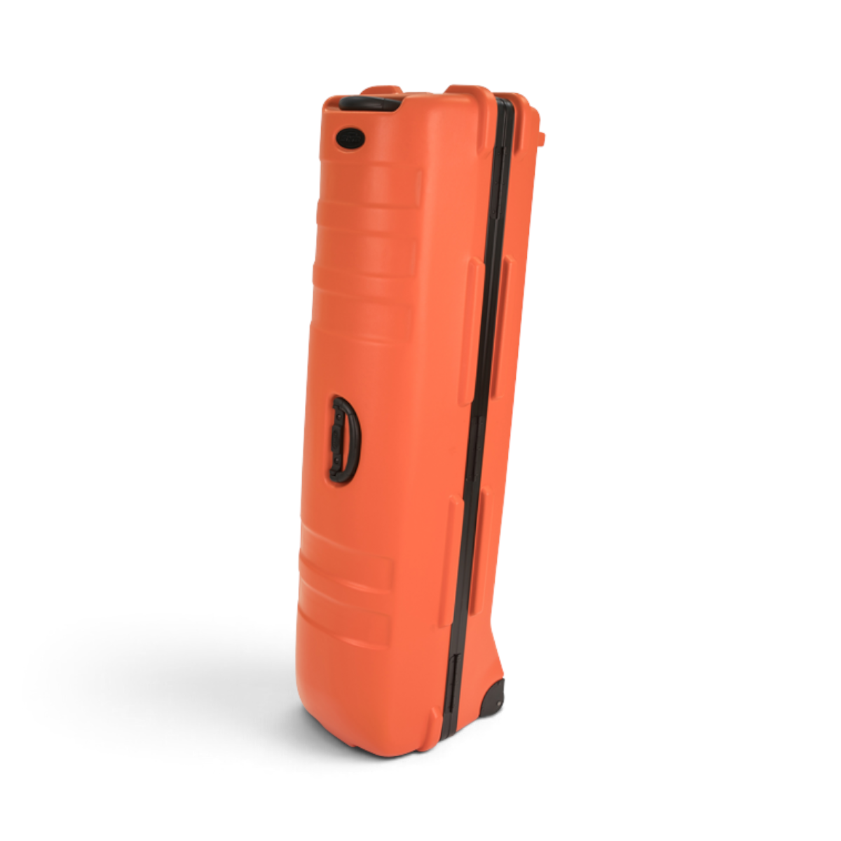 SKB Cases ATA Staff Pro XL golf travel case in bright orange with TSA locking latches and durable wheels.