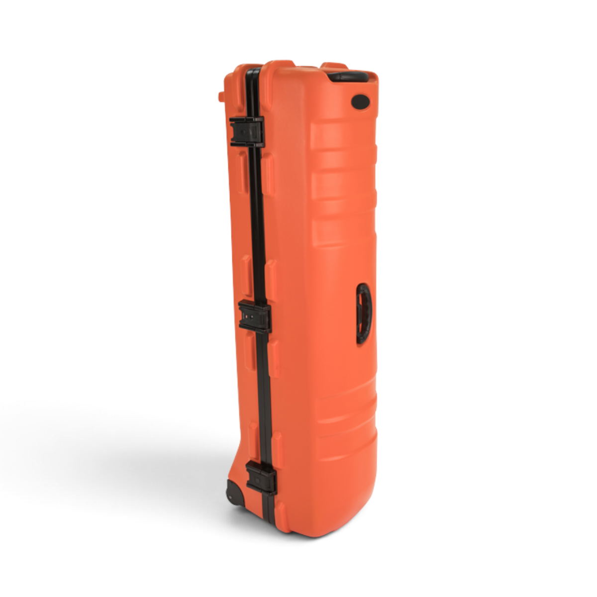 SKB Cases ATA Staff Pro XL golf travel case in bright orange with TSA locking latches and integrated wheels.