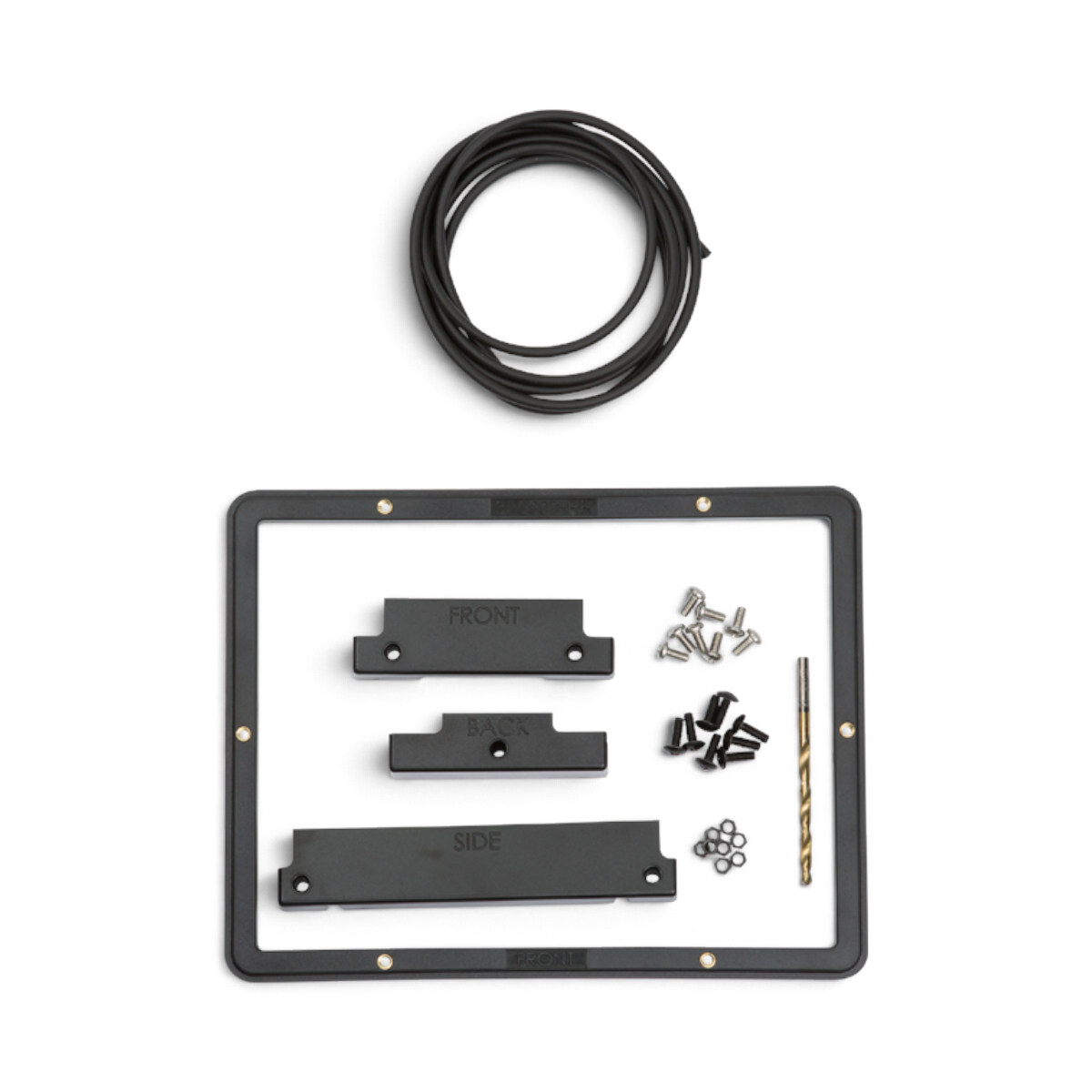 SKB Cases 3i-0907-PRK panel mounting ring kit with black frame, drill jigs, gasket, and hardware for case interface.