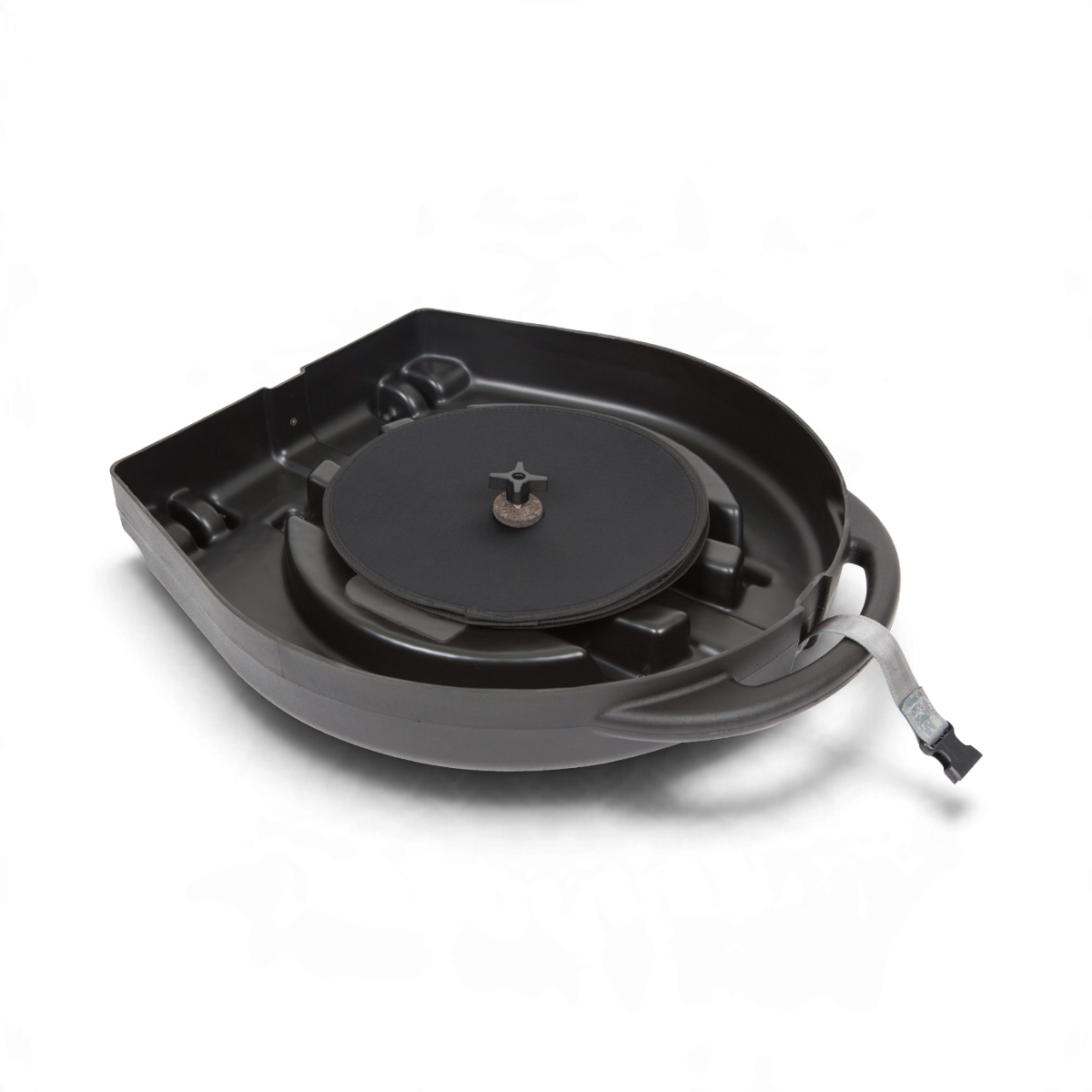 SKB Cases Rolling Cymbal Vault interior showing the protective pad and central mounting hardware for 24 inch cymbals