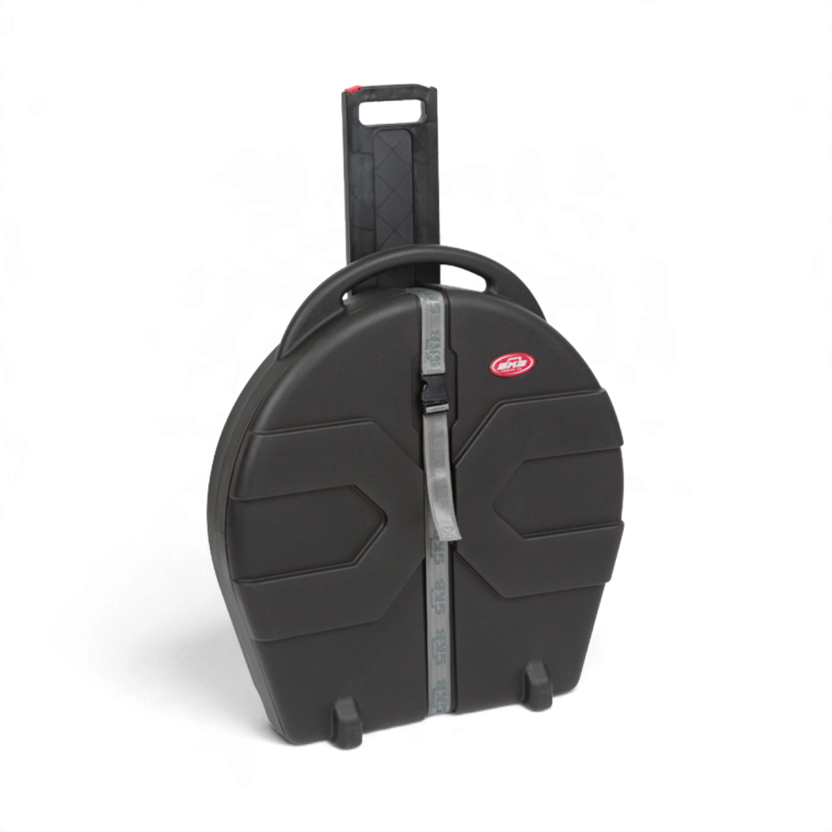 SKB Cases black Roto molded rolling cymbal vault with pull handle and X pattern design for 24 inch cymbals