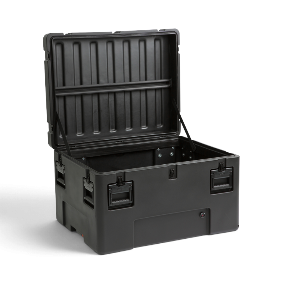 SKB Cases rSeries 3426-19 black roto-molded military-standard shipping case with open lid and heavy-duty latches