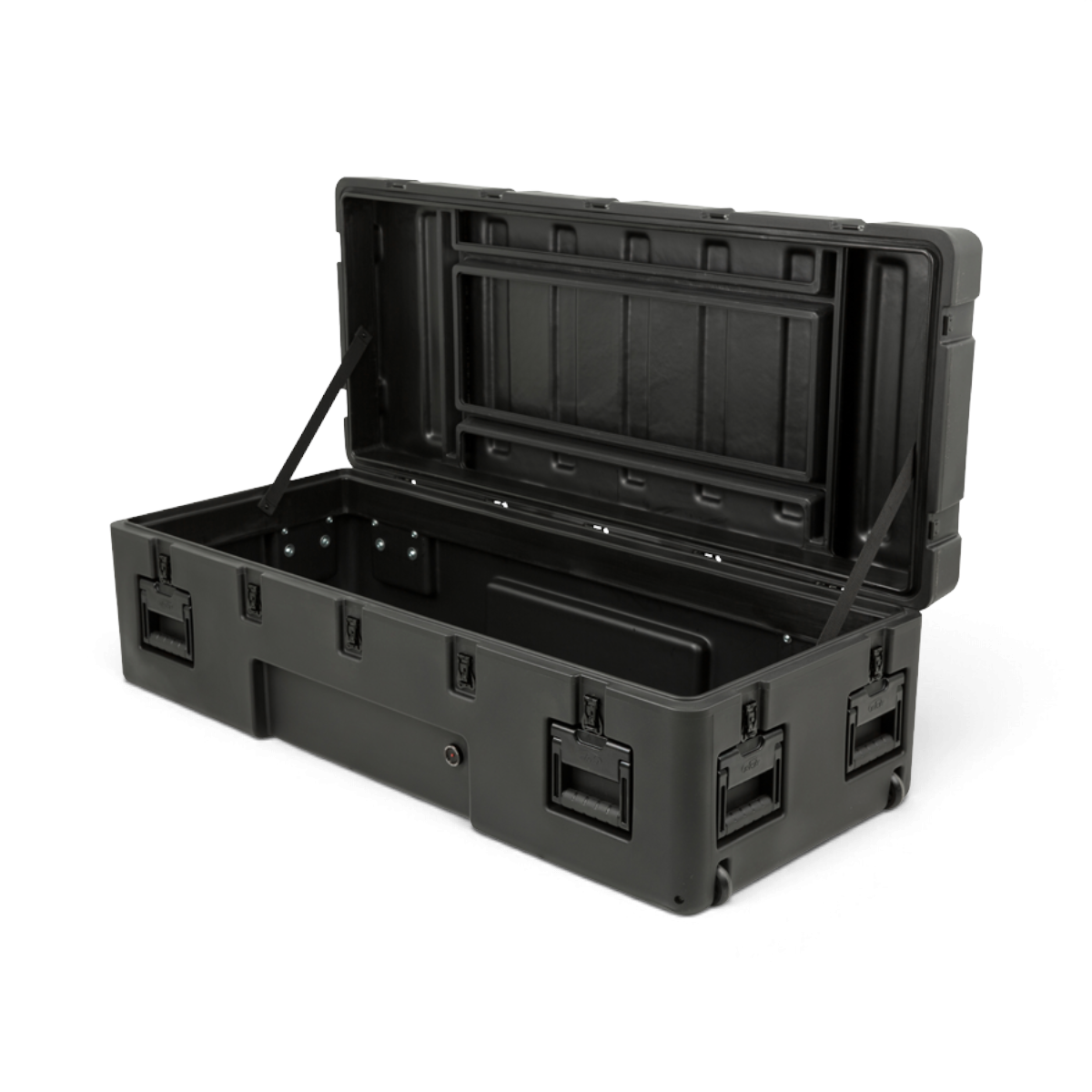 SKB Cases rSeries 5020-14 black military-grade roto-molded equipment case with stainless steel latches and wheels