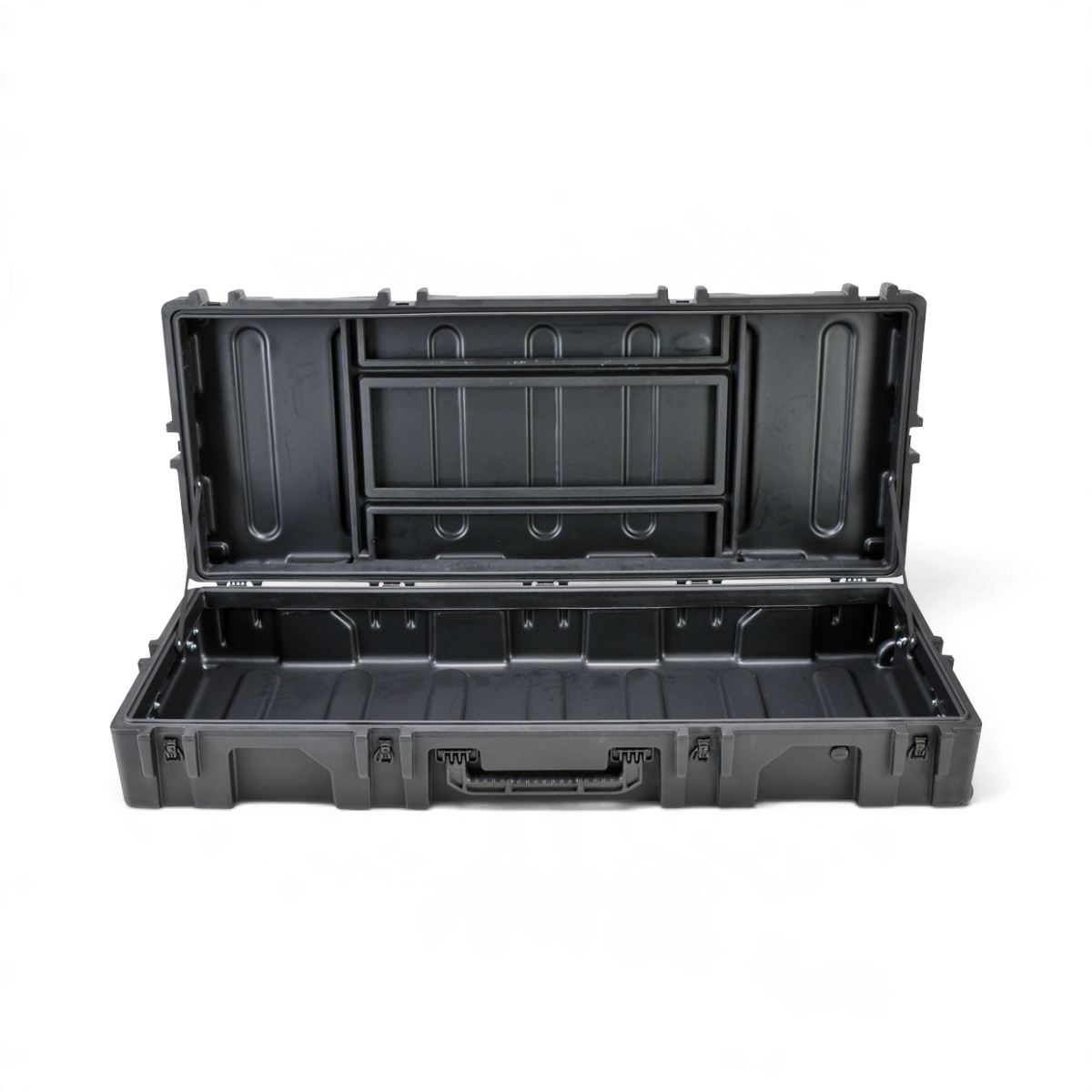SKB Cases rSeries 6223-10 black roto-molded military-standard equipment case with open lid and durable latches