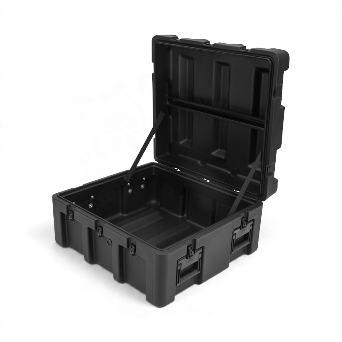 SKB Cases rSeries 2624-11 black roto-molded mil-spec protective case with open lid and stainless steel hardware