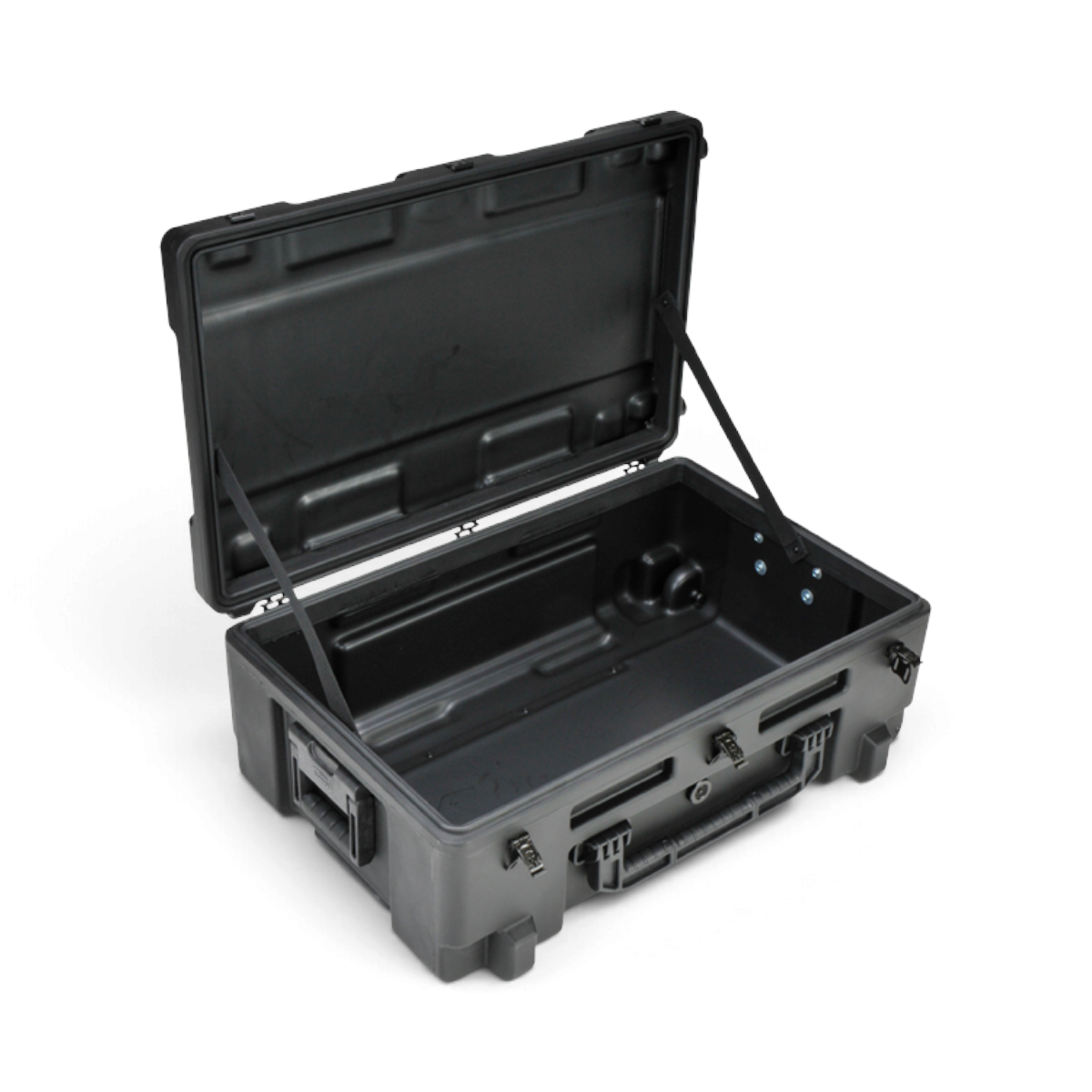 SKB Cases rSeries 2817-10 black roto-molded military-standard equipment case with open lid and durable latches