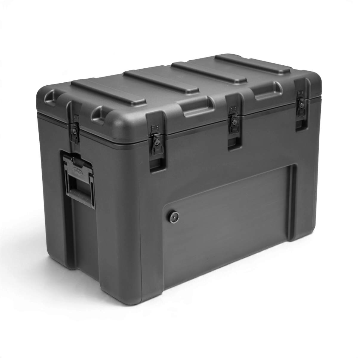 SKB Cases rSeries 2614-20 black roto-molded military-grade waterproof shipping case with stainless steel latches.