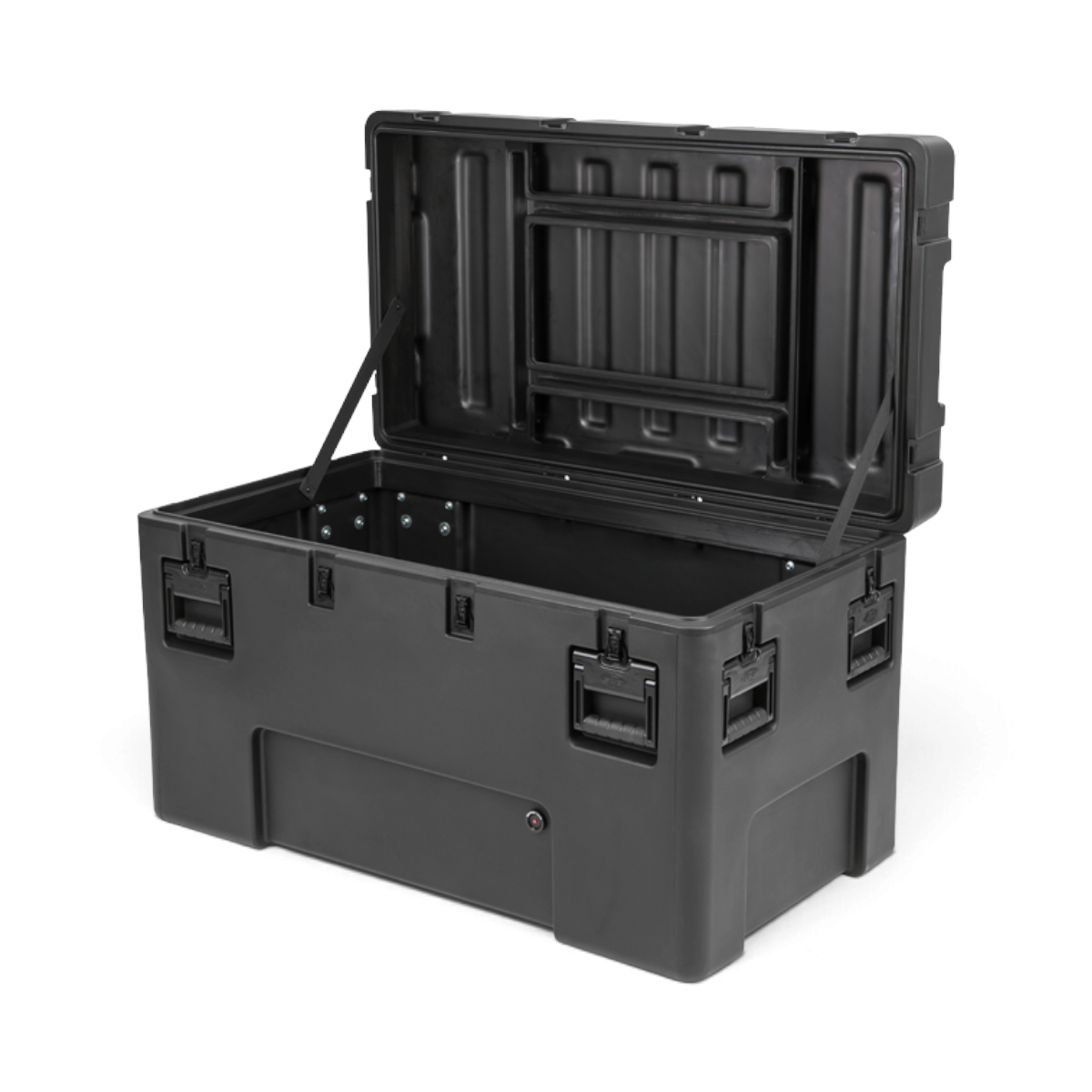 SKB Cases rSeries 4222-24 black roto-molded military-grade storage case with stainless steel latches and open lid