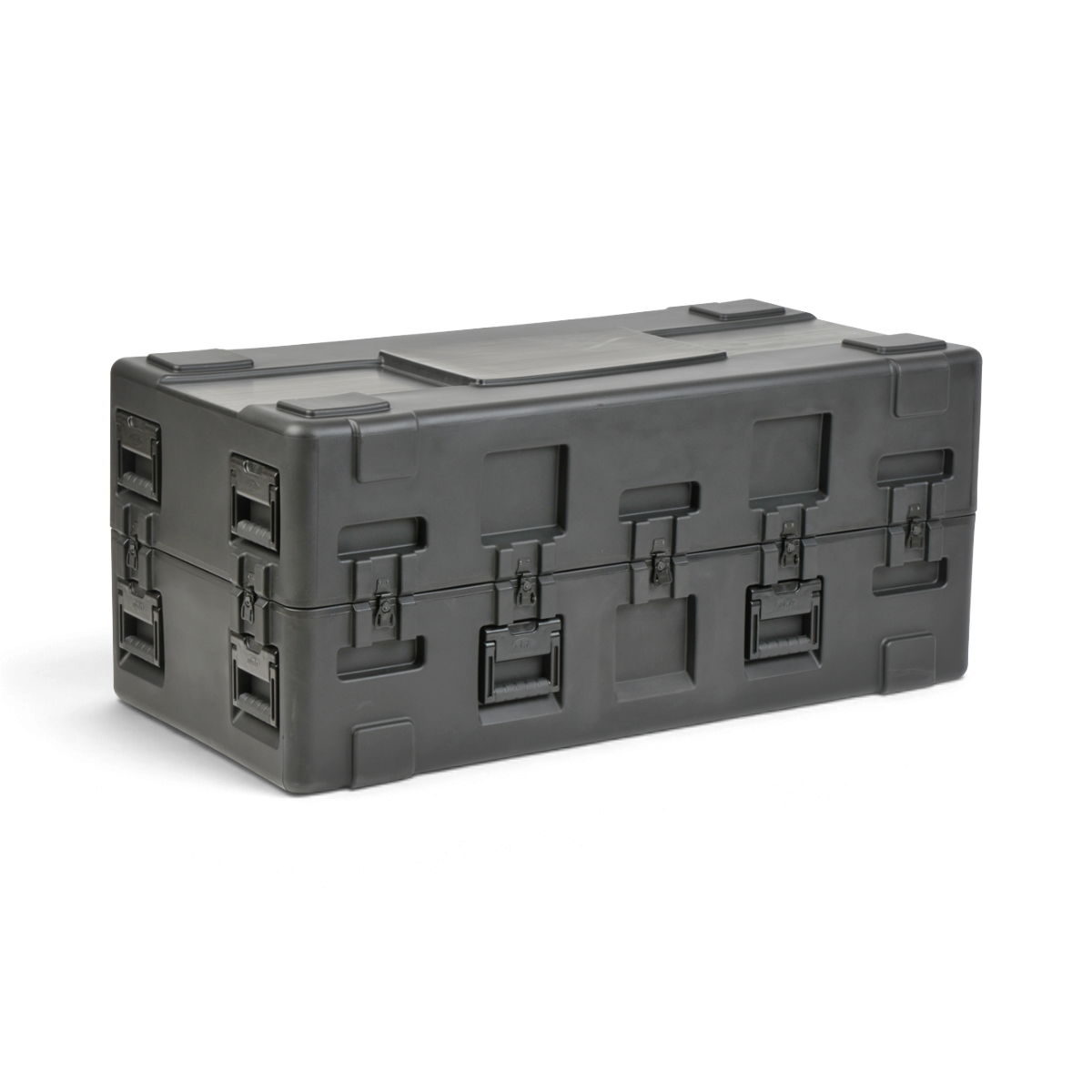 SKB Cases rSeries 5123-21 black military-grade roto-molded LLDPE equipment case with stainless steel latches.
