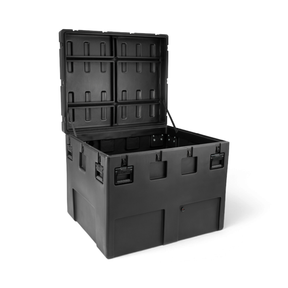 SKB Cases rSeries 4436-36 black roto-molded LLDPE transport case with open lid and heavy-duty latches