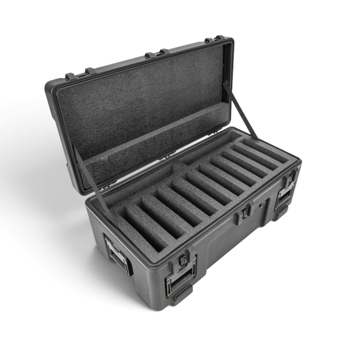 SKB Cases rSeries 3517-14 rugged black laptop transport case with precision cut foam interior for ten devices.