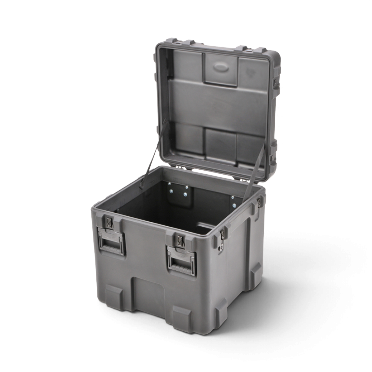 SKB Cases rSeries 2424-24 military-grade roto-molded LLDPE storage case in grey with open lid