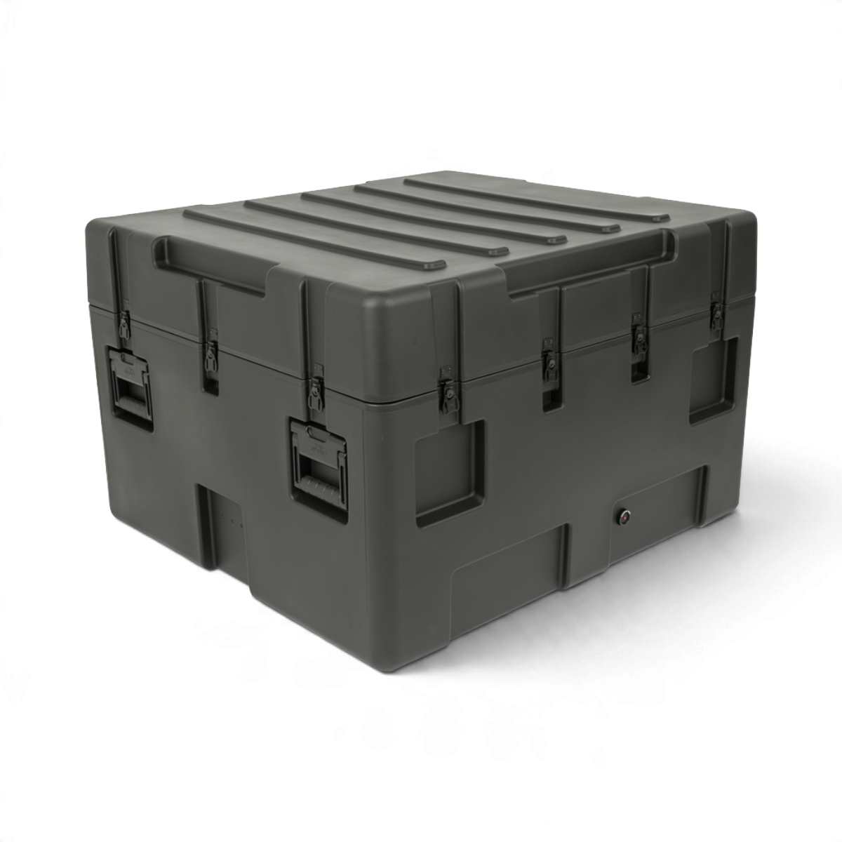 SKB Cases rSeries 3834-23 black roto-molded military-standard shipping case with stainless steel latches.