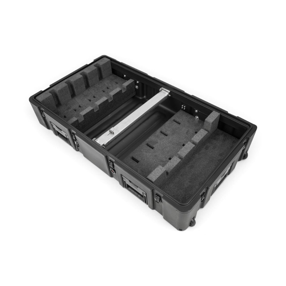 SKB Cases rSeries 8 M4/M16 rifle locker with black roto-molded shell, foam inserts, and steel padlock crossbar.