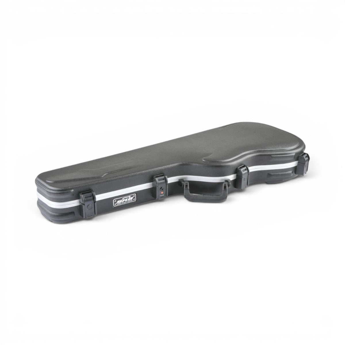 SKB Cases FS-6 shaped electric guitar case in black with TSA-approved trigger latches and cushioned carry handle.