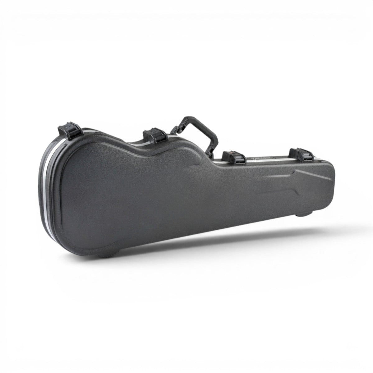 SKB Cases FS-6 shaped electric guitar case in black with TSA-approved trigger latches and a cushioned carry handle.