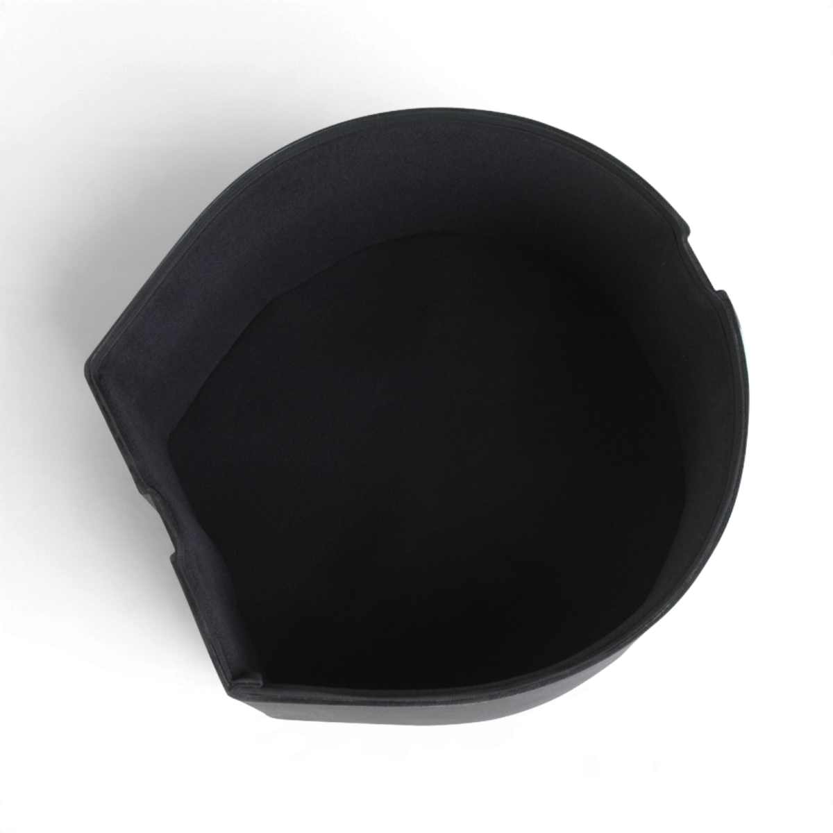 SKB Cases 6.5 x 14 snare drum case with a black roto-molded D-shaped exterior and padded interior lining.