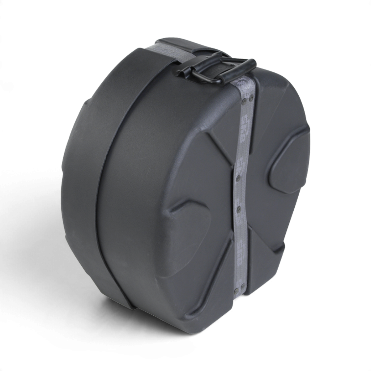 SKB Cases 5.5 x 14 snare drum case in black roto-molded plastic with D-shaped design and secure strap closure