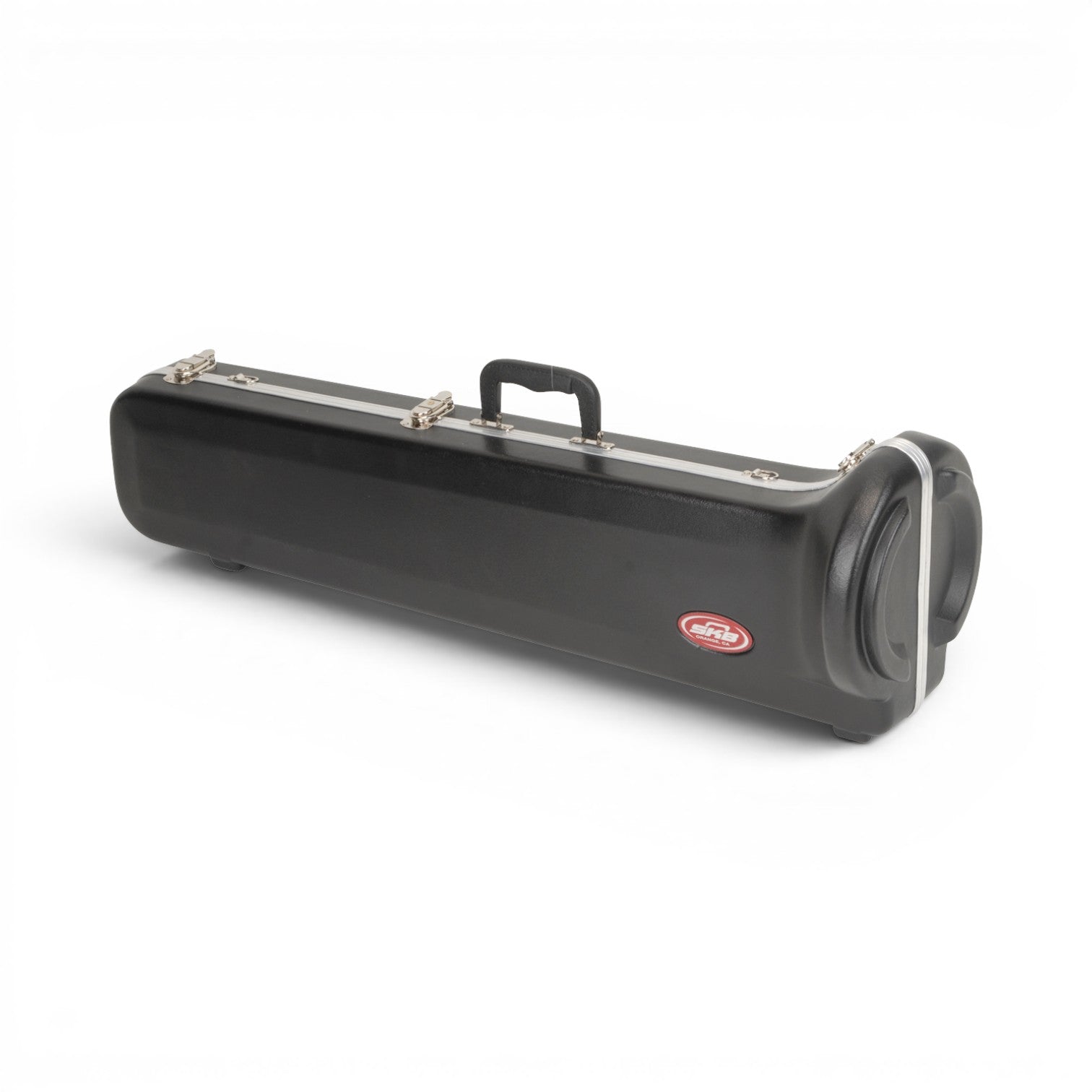 SKB Cases straight tenor trombone hard shell case in black with metal latches and a durable handle.