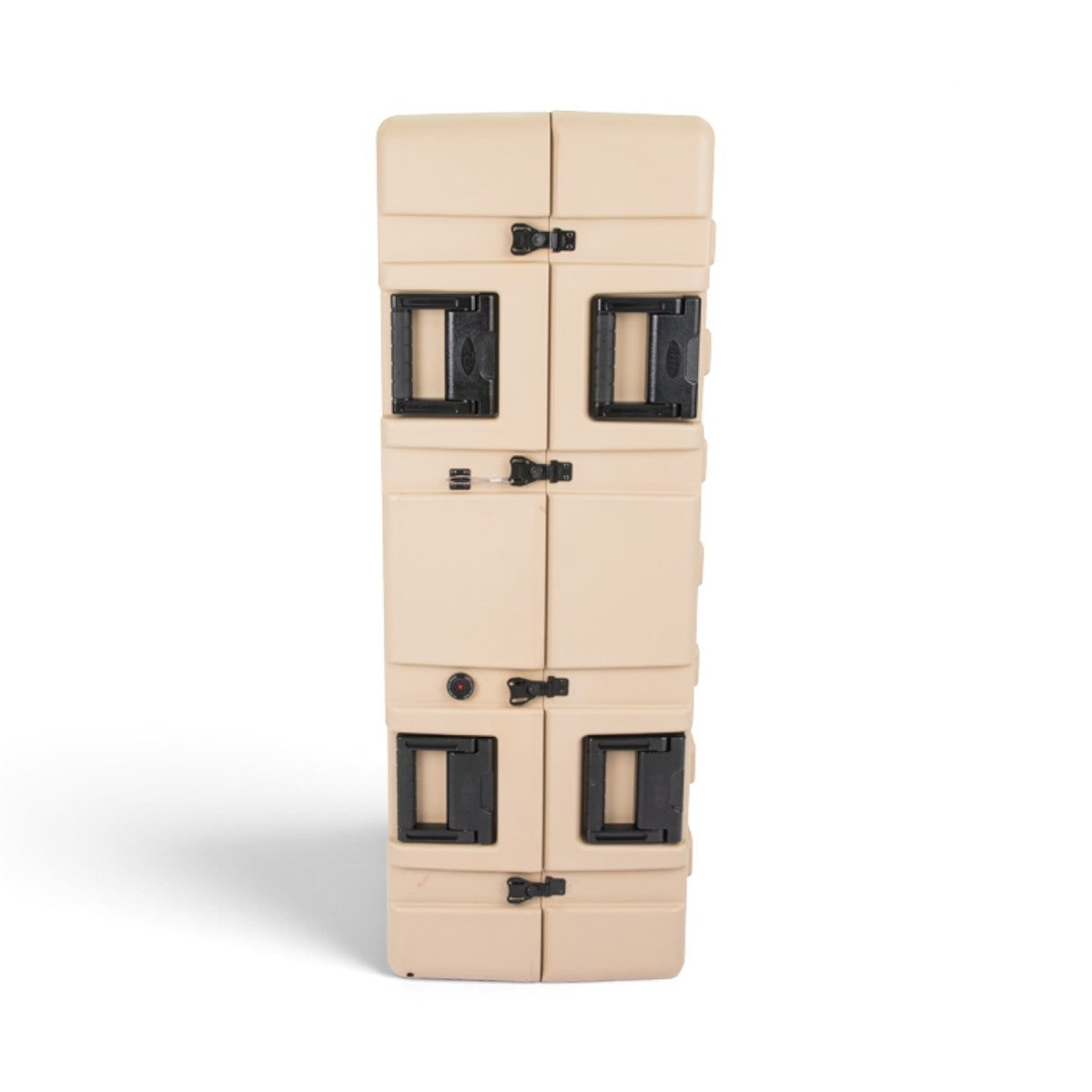 SKB Cases 12-pack deployable rifle locker in tan with black security latches and integrated transport handles