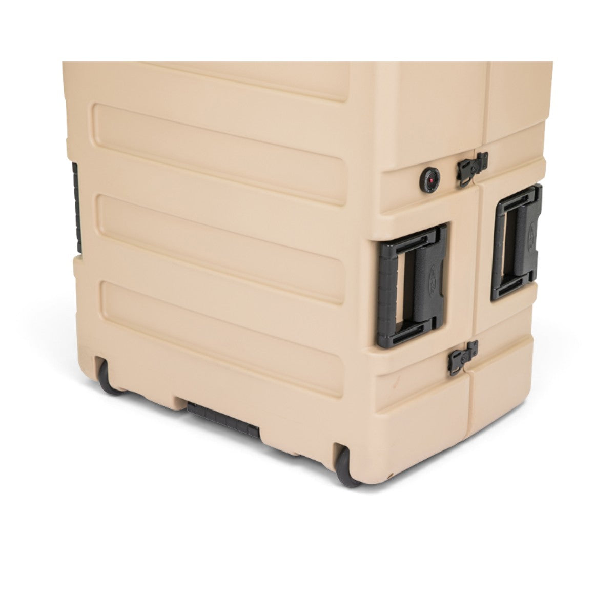 SKB Cases tan 12-pack deployable rifle locker with heavy-duty wheels and side handles for secure transport